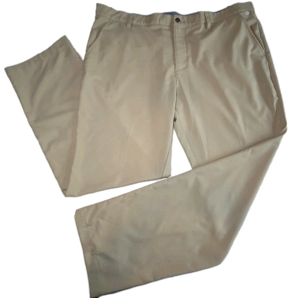 ADIDAS Golf Pants Mens 40x32 Beige Straight Fit Performance Flat Front